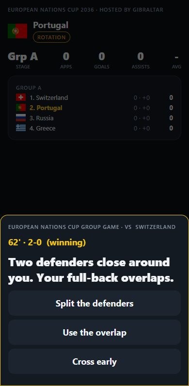 A big-match moment with three choices